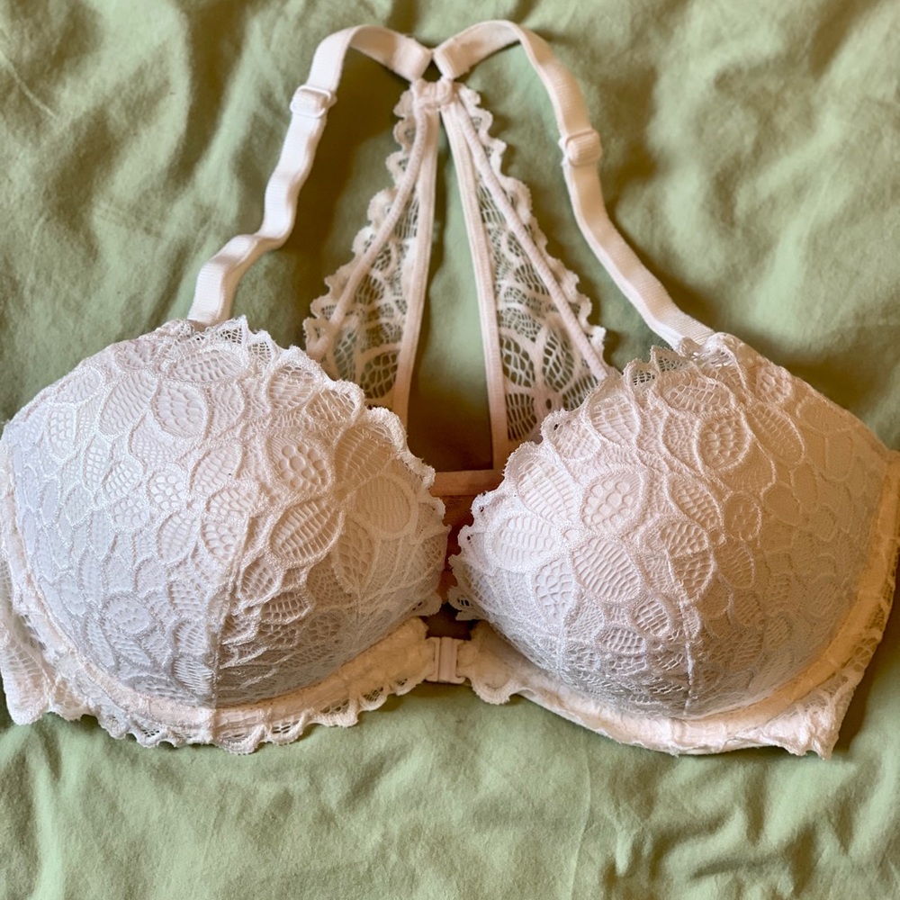 Lace Halter Bra in white by PINK Victoria's Secret